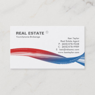 Carte De Visite Blanc moderne de bruissement bleu rouge de logo