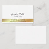 Carte De Visite Blanc moderne et or professionnel élégant Plain (Devant / Derrière)