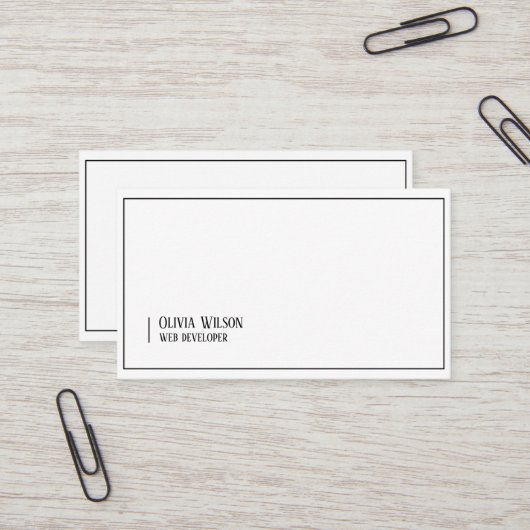 Carte De Visite Blanc moderne minimaliste (Devant/Arrière en situation)