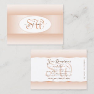Carte De Visite Blanc moderne Pastel rose Ombre Oval Initiales de 