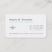 Carte De Visite Blanc moderne Robin Egg Blue House Inspecteur (Dos)