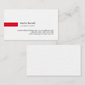 Carte De Visite Blanc moderne Rouge Simple Consultant Lin Premium (Devant / Derrière)