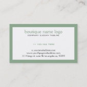 Carte De Visite Blanc Moderne Simple Avec Bordure Verte Sage (Dos)