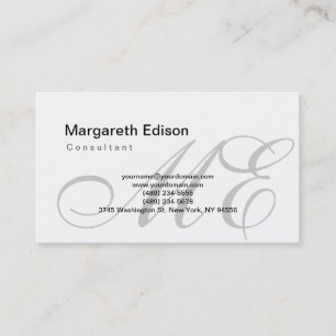 Carte de visite blanc monogramme professionnel