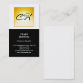 Carte de visite blanc Motif du bouton jaune Monogr (Devant / Derrière)