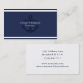 Carte De Visite Blanc nautique de bleu marine d'Ancre de (Devant / Derrière)