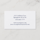 Carte De Visite Blanc nautique de bleu marine d'Ancre de (Dos)