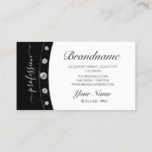 Carte De Visite Blanc noir argenté moderne avec diamants monogramm (Dos)