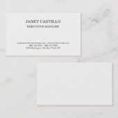 Carte De Visite Blanc Noir clair moderne Professionnel personnel (Devant / Derrière)