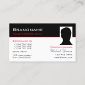 Carte De Visite Blanc noir classique avec Monogramme et photo mode (Dos)