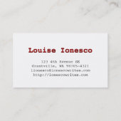 Carte De Visite Blanc noir d'auteur (Dos)