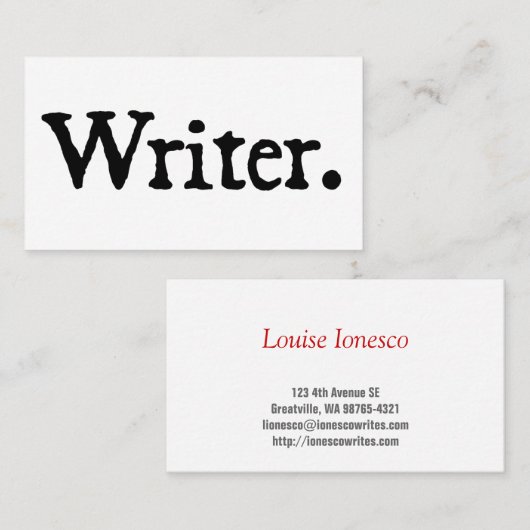 Carte De Visite Blanc noir d'auteur (Devant / Derrière)