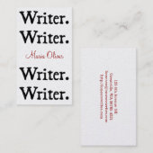 Carte De Visite Blanc noir de l'auteur 4-Stack (Devant / Derrière)