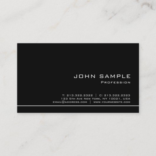 Carte De Visite Blanc noir élégant créatif professionnel moderne (Devant)