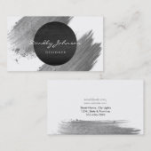 Carte De Visite Blanc noir élégant d'abrégé sur moderne aquarelle (Devant / Derrière)