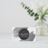 Carte De Visite Blanc noir élégant d'abrégé sur moderne aquarelle (Debout devant)