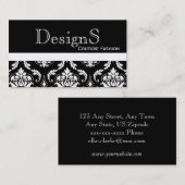 Carte de visite blanc noir élégant de mode de (Devant / Derrière)