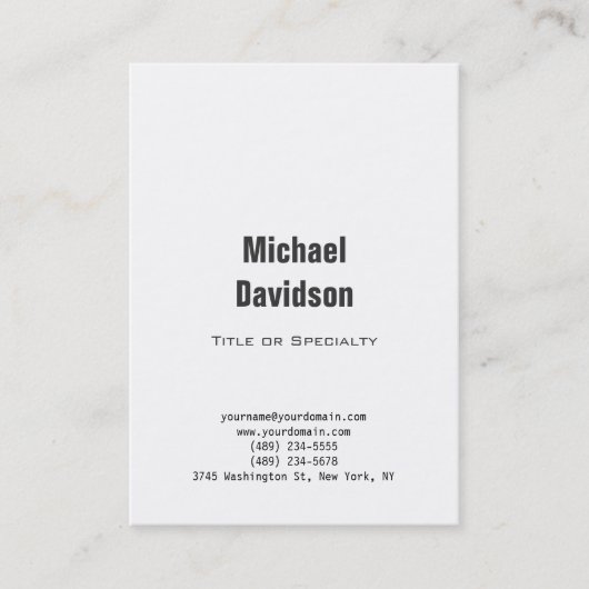 Carte de visite blanc noir gris clair élégant (Devant)