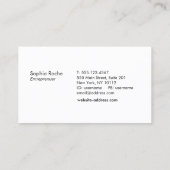 Carte De Visite Blanc noir professionnel simple (Dos)