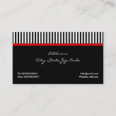 Carte De Visite Blanc noir rayé avec arc rouge et bijou (Dos)