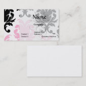 Carte De Visite blanc noir rose joli gras damas (Devant / Derrière)