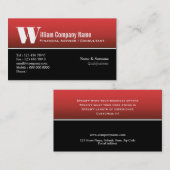 Carte De Visite Blanc noir rouge professionnel masculin simple (Devant / Derrière)