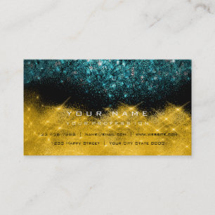 Carte De Visite Blanc noir turquoise de parties scintillantes