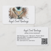 Carte De Visite *~* Blanc Opal Heart Gold Angel ailes AP78 QR (Devant / Derrière)