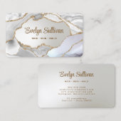 Carte De Visite Blanc Or Agate Faux Foil (Devant / Derrière)