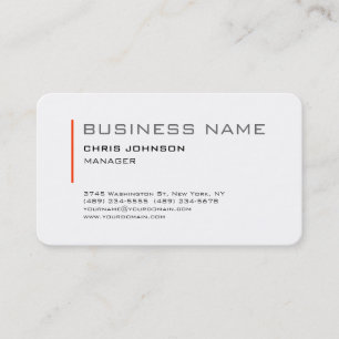 Carte de visite blanc orange de directeur de coin