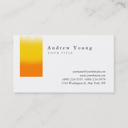 Carte de visite blanc orange élégant (Devant)