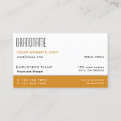 Carte De Visite Blanc Orange élégant Simple et professionnel (Dos)