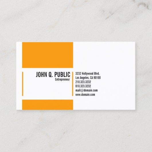 Carte De Visite Blanc orange simple (Devant)