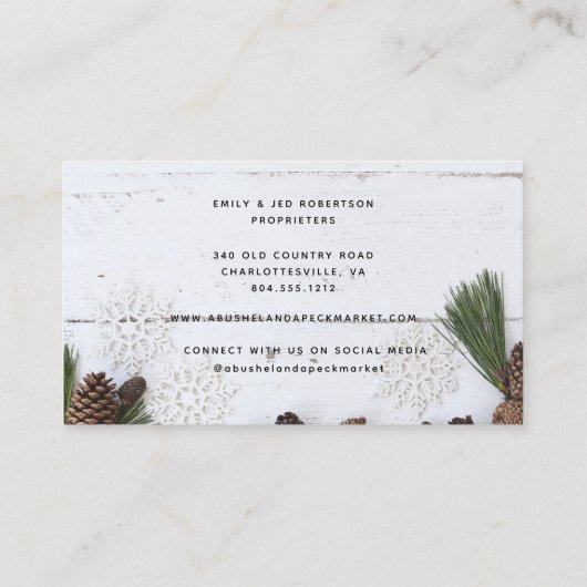 Carte De Visite Blanc Perdu Bois Rustique Noël (Dos)