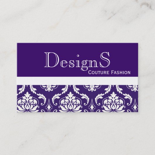 Carte de visite blanc pourpre élégant de mode de (Devant)