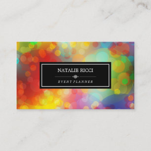 Carte De Visite Blanc Précédent Coloré Bokeh Event Planner