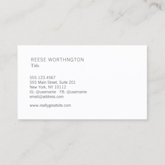 Carte De Visite Blanc professionnel (Dos)