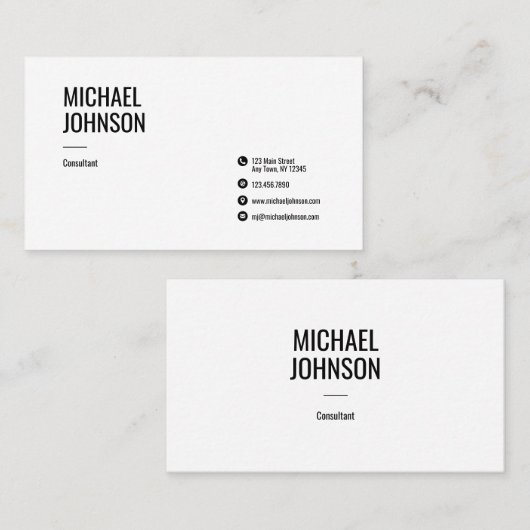 Carte de visite blanc professionnel moderne (Devant / Derrière)