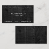 Carte De Visite Blanc professionnel moderne élégant en bois noir (Devant / Derrière)