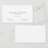 Carte De Visite Blanc Professionnel Moderne Minimal (Devant / Derrière)