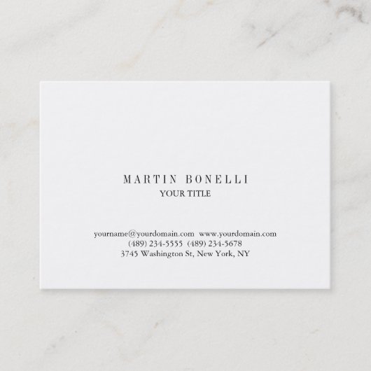Carte de visite blanc professionnel Plain Chubby (Devant)