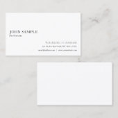 Carte De Visite Blanc Professionnel Propre Plain Élégant Moderne (Devant / Derrière)