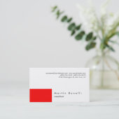Carte de visite blanc rayé rouge clair moderne (Debout devant)
