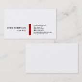 Carte de visite blanc rayé rouge élégant (Devant / Derrière)