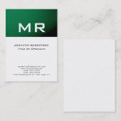 Carte de visite blanc rayé vert Monogramme moderne (Devant / Derrière)