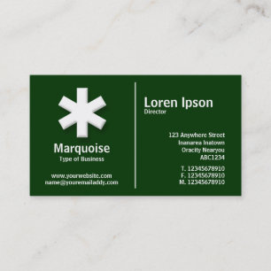 Carte De Visite Blanc Règle Moyenne Astérisque - Vert foncé (00330