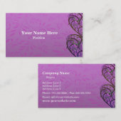 Carte de visite blanc rose de damassé (Devant / Derrière)
