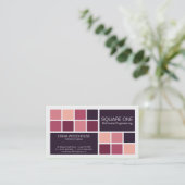Carte De Visite Blanc, rose et prune du carré un (Debout devant)