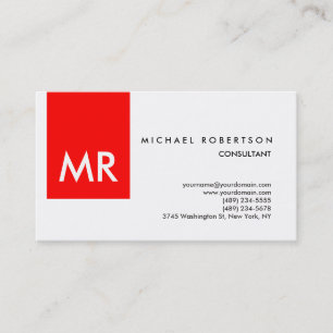 Carte De Visite Blanc rouge de monogramme exclusif de Special