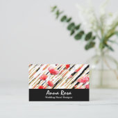 Carte De Visite Blanc rouge floral *~*Chic d'aluminium de parties (Debout devant)
